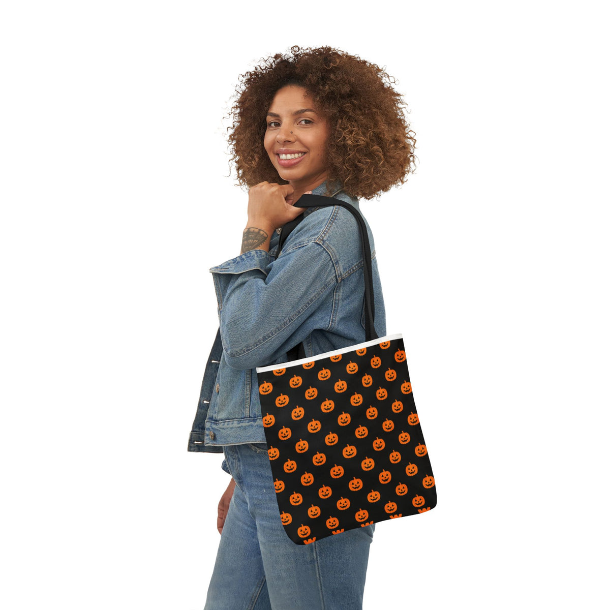 Halloween Pumpkin Black Pattern Canvas Tote Bag