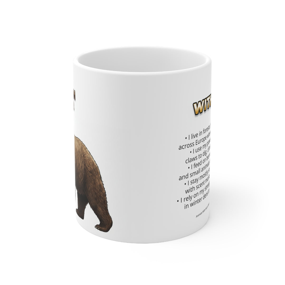Brown Bear Coffee Mug – 11oz Ceramic Mug for Animals With Facts Series 3 Gifts