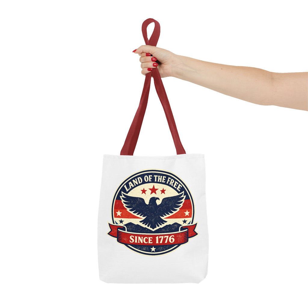 Patriotic Eagle Tote Bag - "Land of the Free Since 1776" Americana Canvas Tote