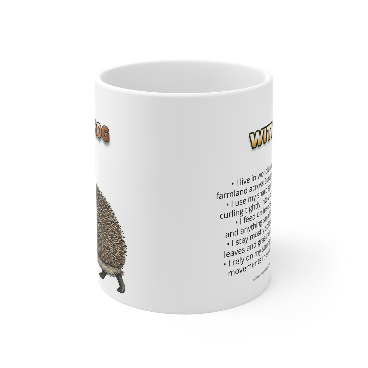 Hedgehog Coffee Mug – 11oz Ceramic Mug for Animals With Facts Series 3 Gifts