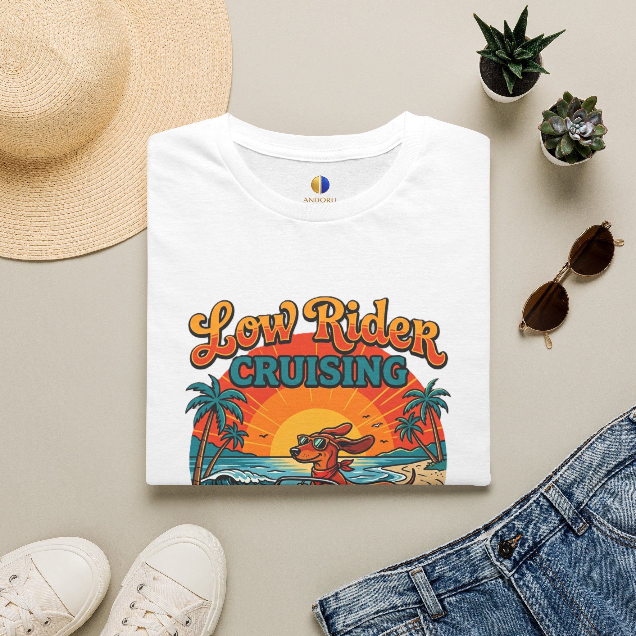 Low Rider Cruising T-Shirt — Retro Beach Car Sunset Tee