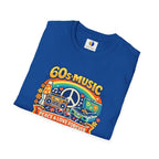 60s Music T-Shirt — Retro Peace & Love Vintage Radio Design