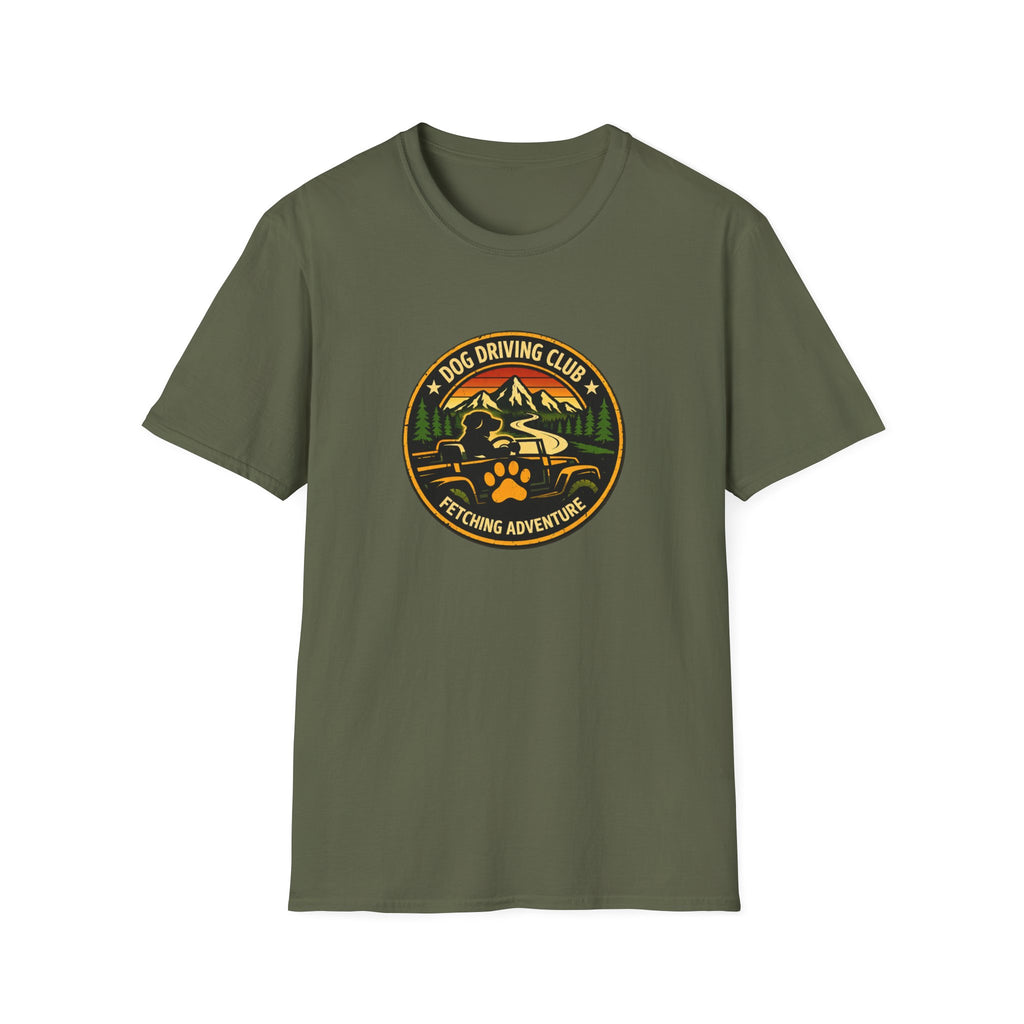 Official Dog Driving Club T‑Shirt — Pawprint Adventure Graphic Tee