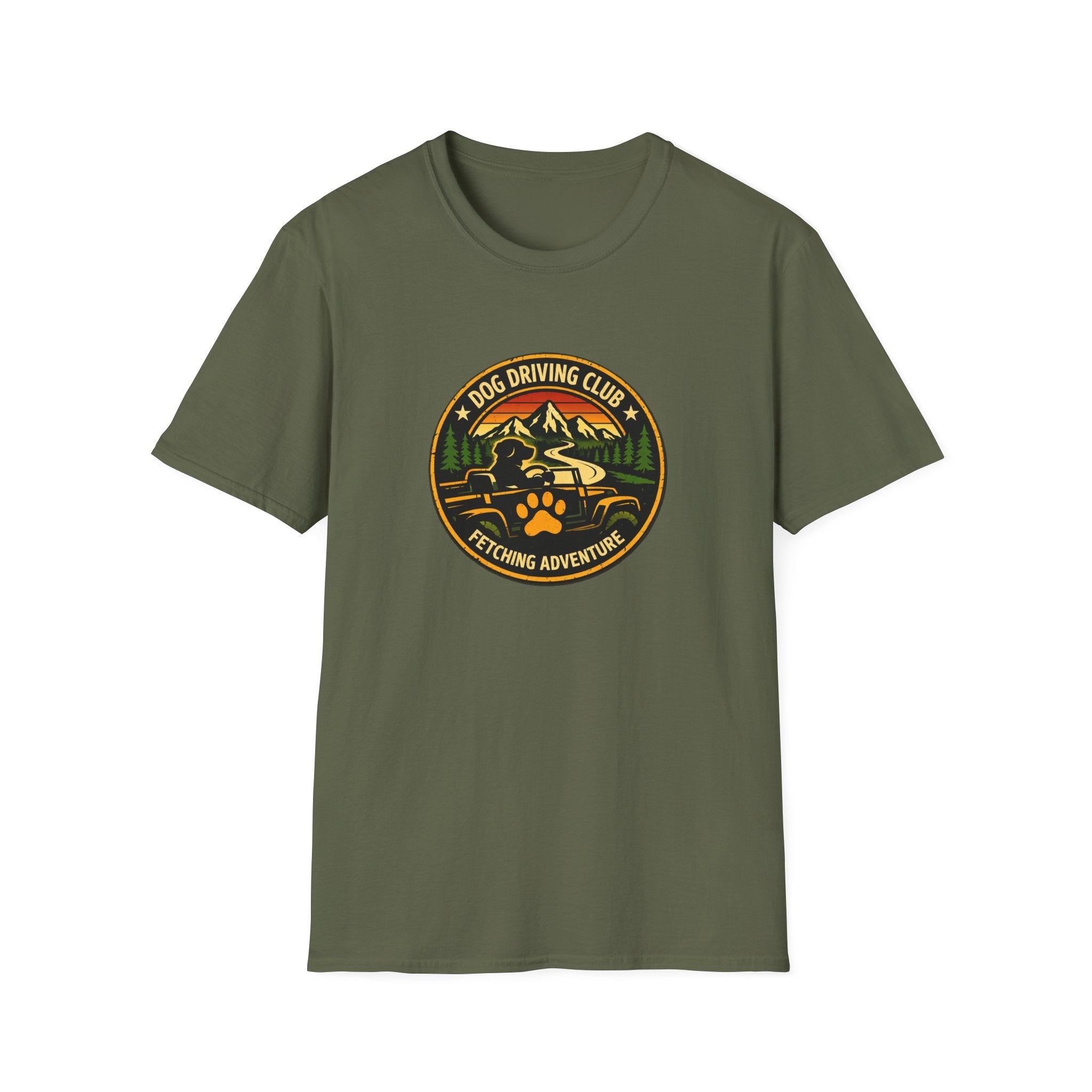 Official Dog Driving Club T‑Shirt — Pawprint Adventure Graphic Tee