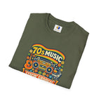 70s Music Retro T-Shirt — "Stayin' Groovy" Vintage Boombox & Floral Tee