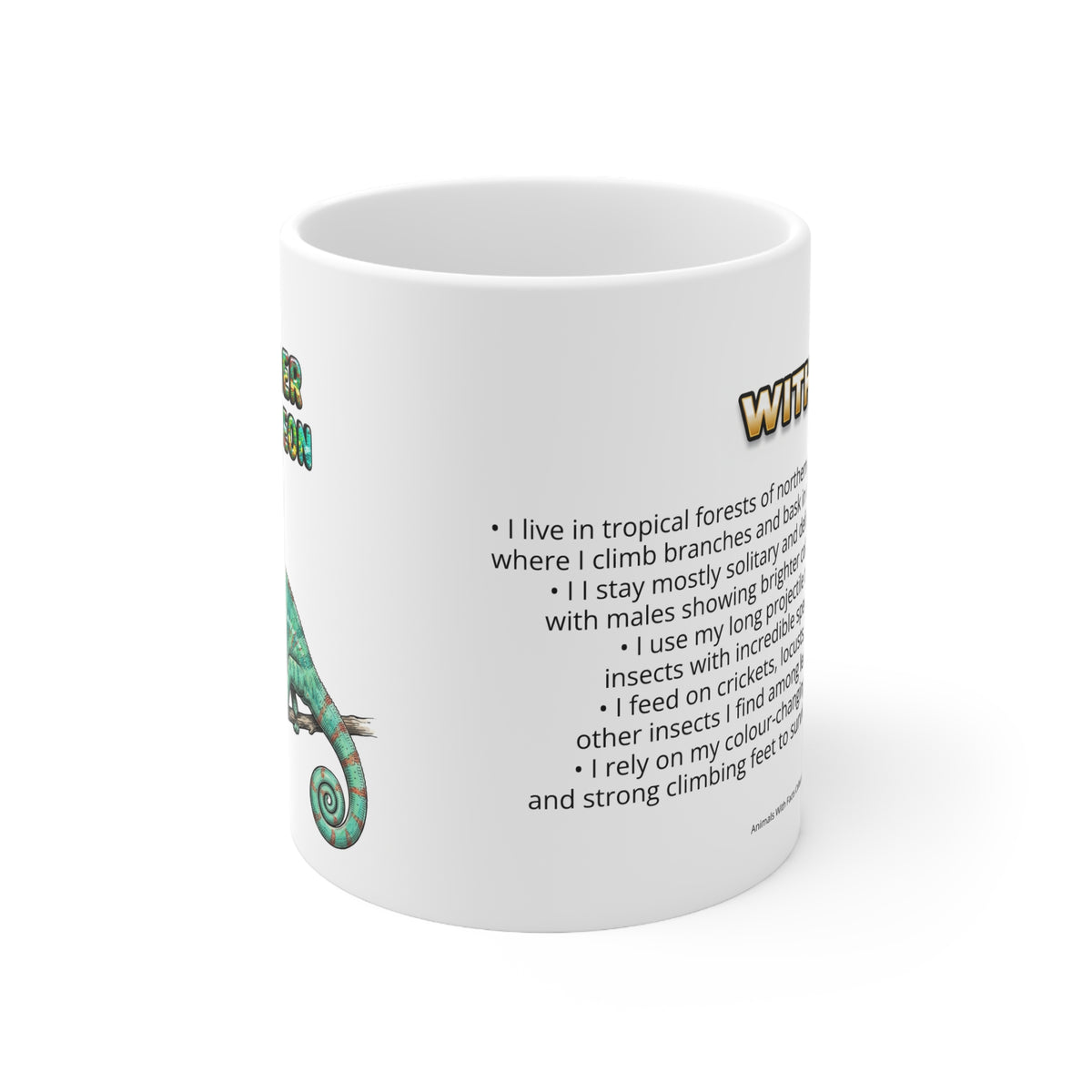 Panther Chameleon Coffee Mug – 11oz Ceramic Mug for Animals With Facts Series 1 Gifts