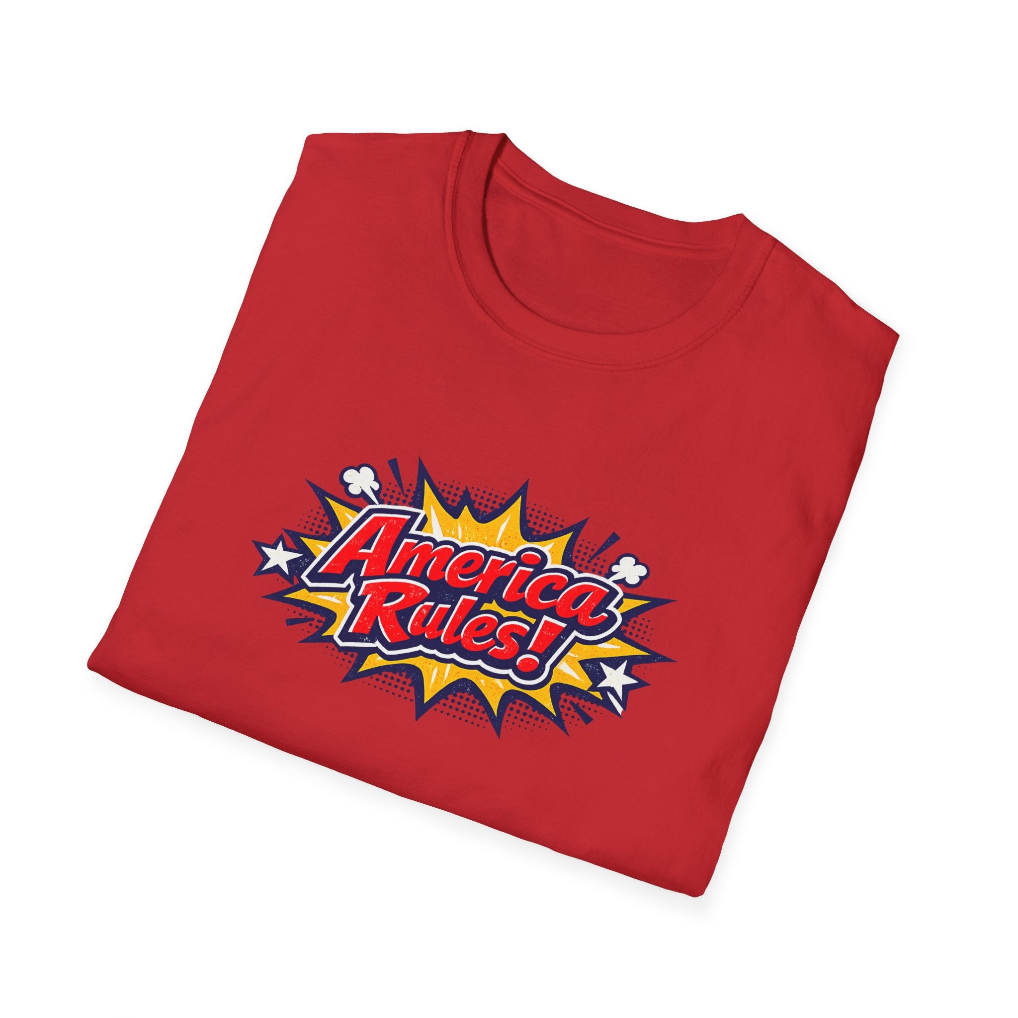 America Rules! Graphic T-Shirt – Patriotic Comic Pop Design