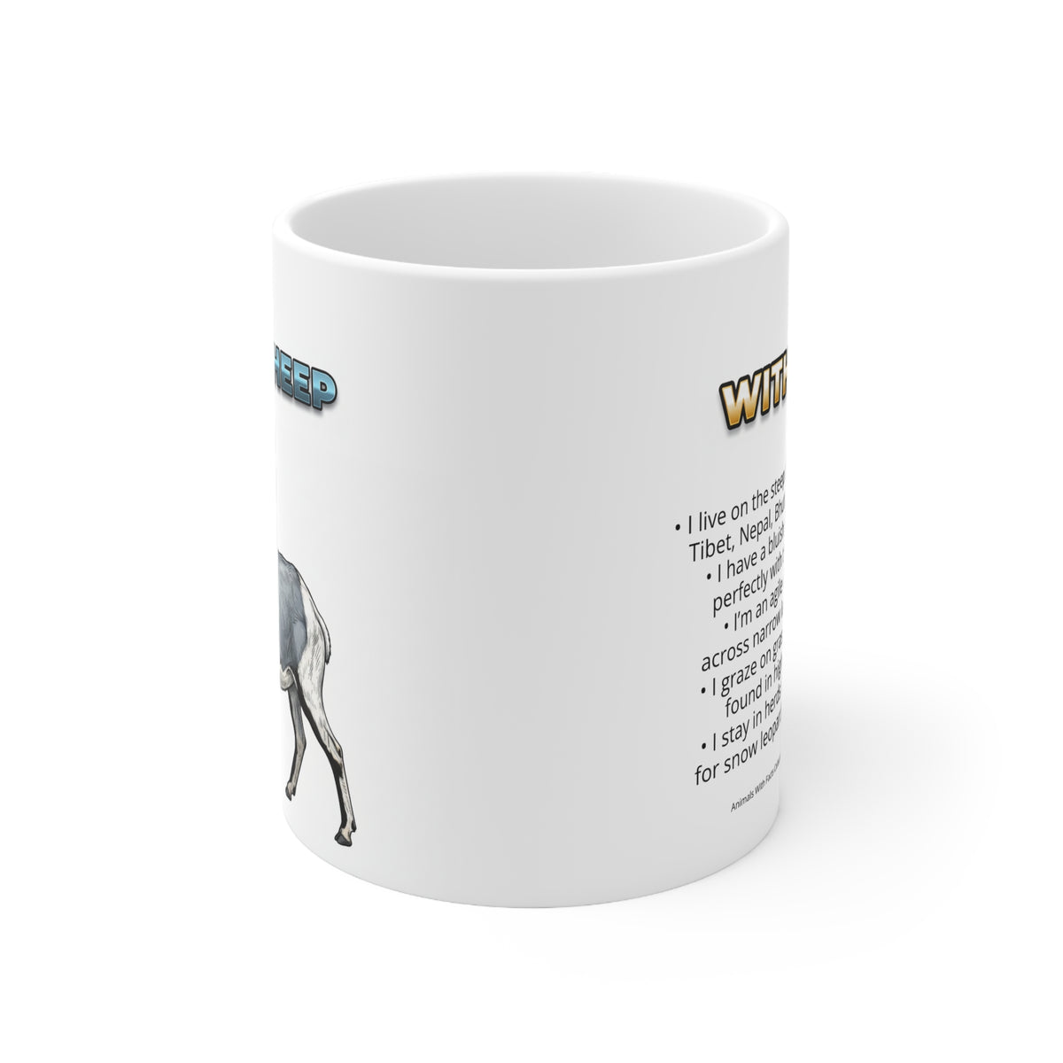 Blue Sheep Coffee Mug – 11oz Ceramic Mug for Animals With Facts Series 2 Gifts