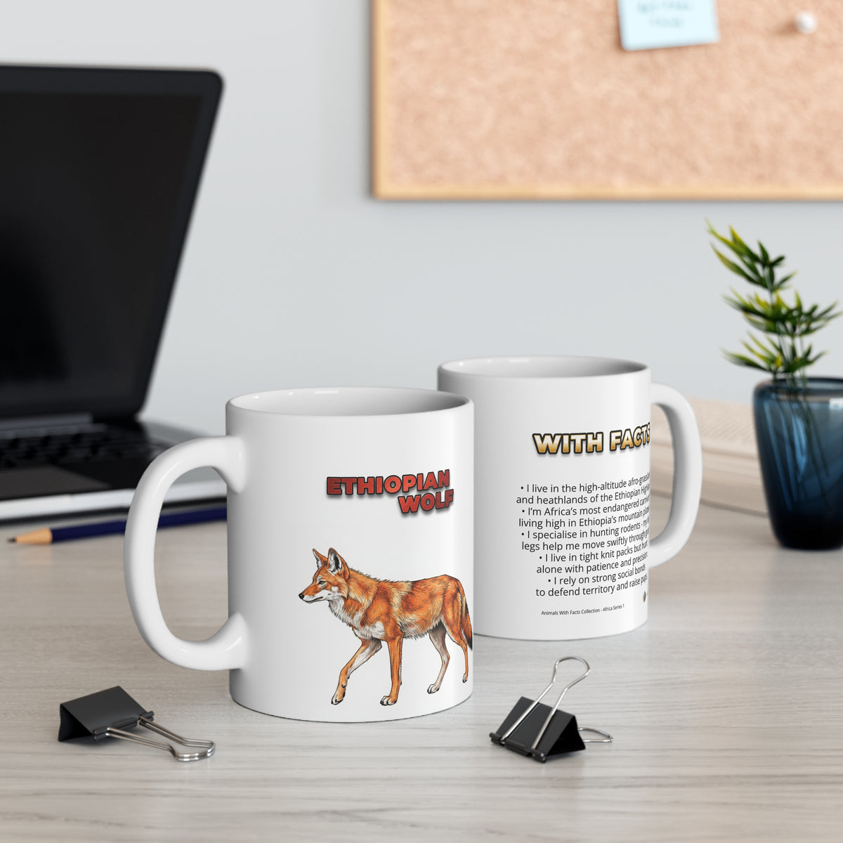 Ethiopian Wolf Coffee Mug – 11oz Ceramic Mug for Animals With Facts Series 1 Gifts