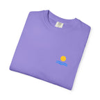 Sunrise Waves T-Shirt — Minimal Beach Pocket Graphic
