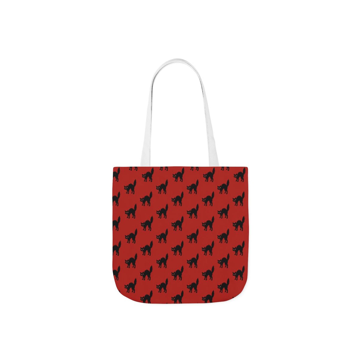 Halloween Spooky Black Cat Red Pattern Canvas Tote Bag