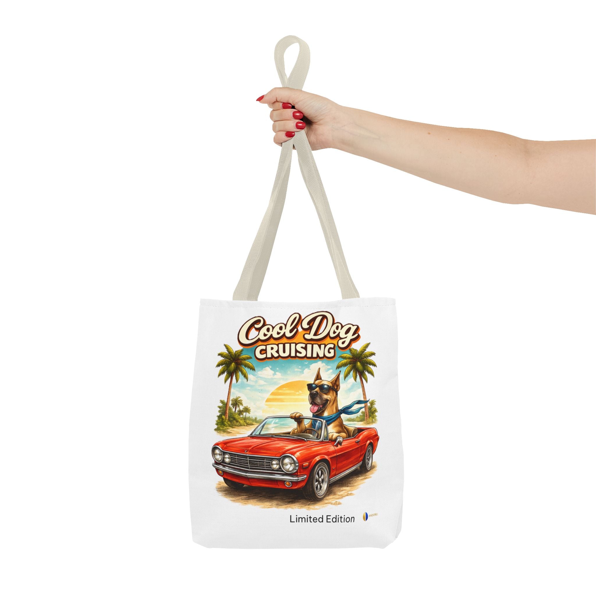 Cool Dog Cruising Tote Bag — Retro Convertible Beach Dog Beach Tote