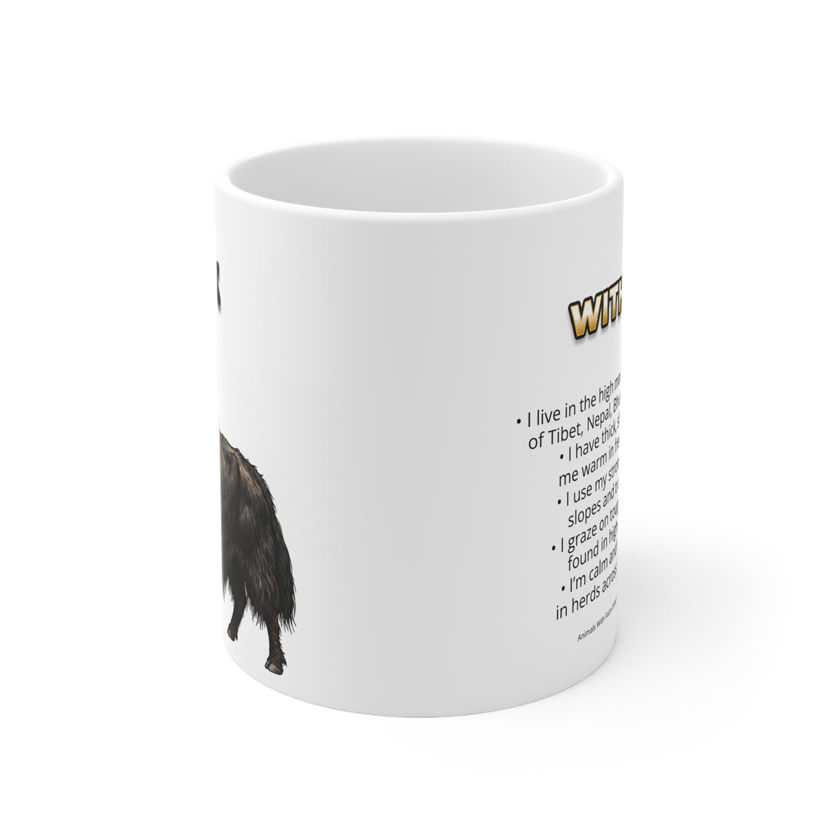 Yak Coffee Mug – 11oz Ceramic Mug for Animals With Facts Series 2 Gifts