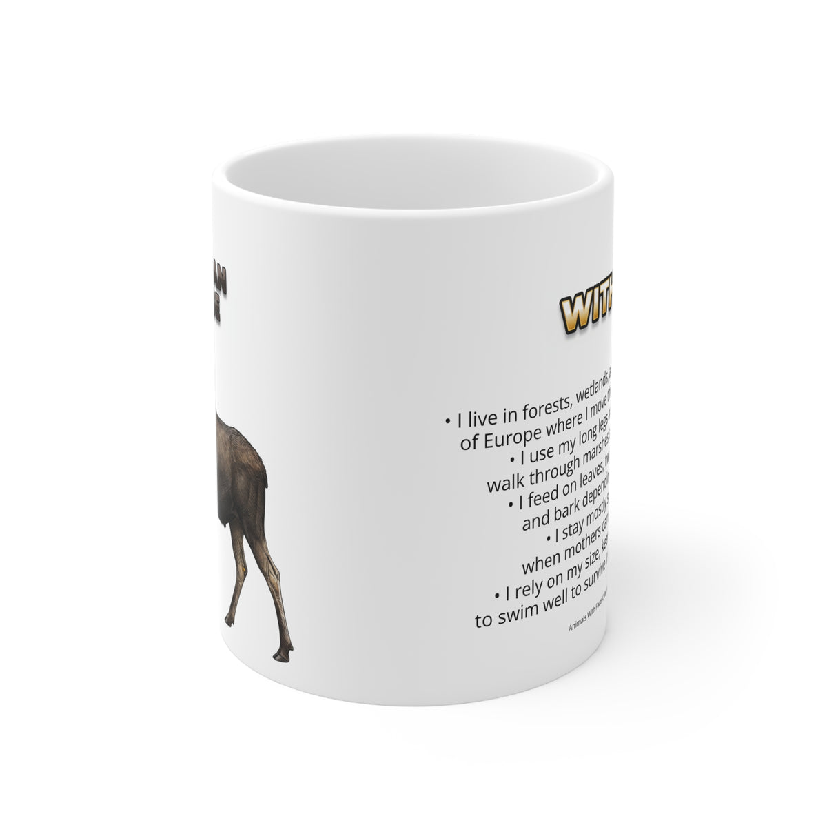 Eurasian Moose Coffee Mug – 11oz Ceramic Mug for Animals With Facts Series 3 Gifts