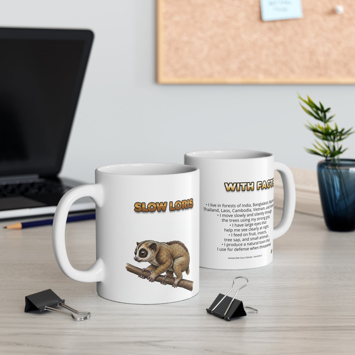 Slow Loris Coffee Mug – 11oz Ceramic Mug for Animals With Facts Series 2 Gifts