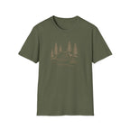 Camping Tent Tee — Minimal Lakeside Campfire Graphic T-Shirt