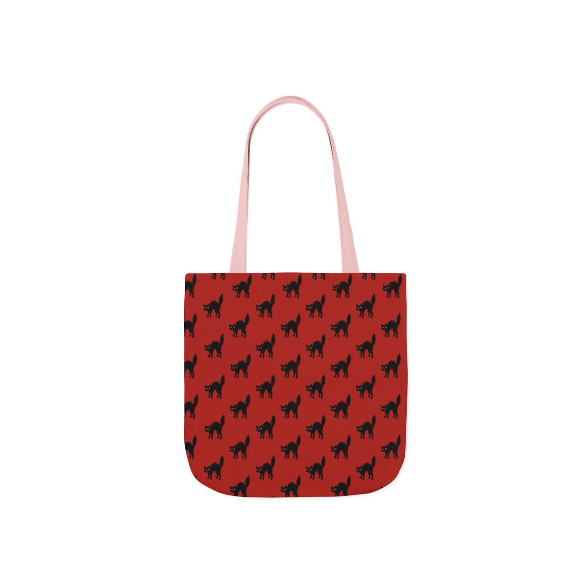 Halloween Spooky Black Cat Red Pattern Canvas Tote Bag