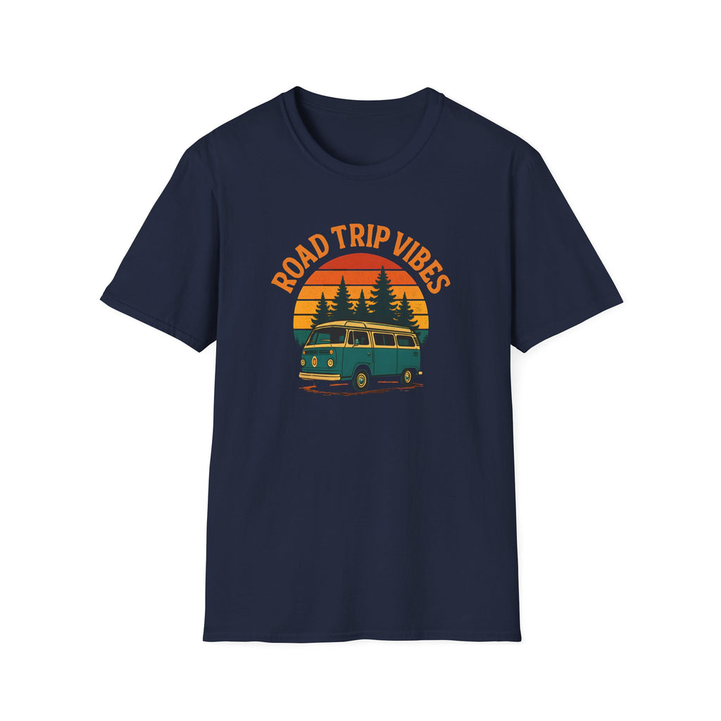 Road Trip Vibes T-Shirt — Retro Van Sunset Graphic