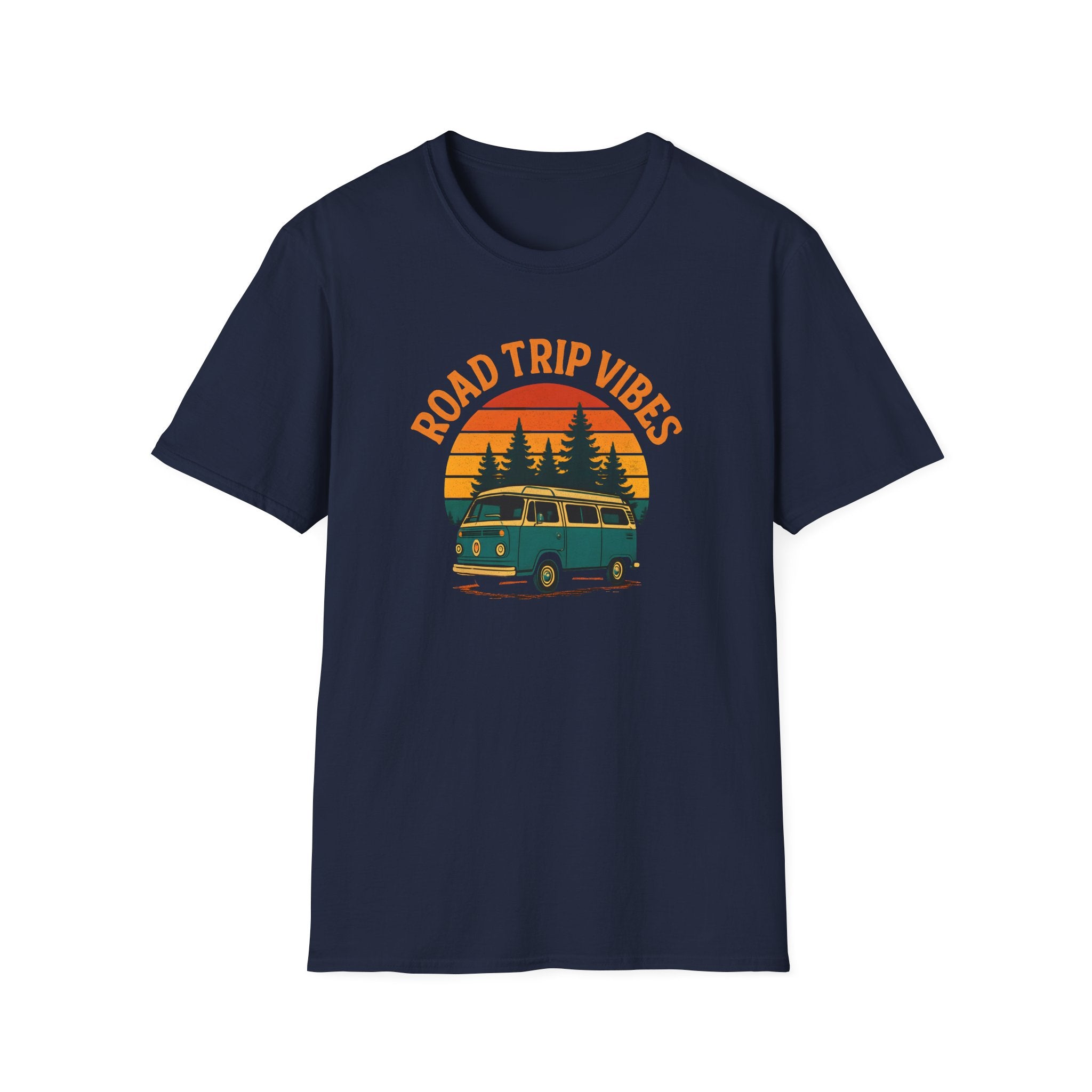 Road Trip Vibes T-Shirt — Retro Van Sunset Graphic