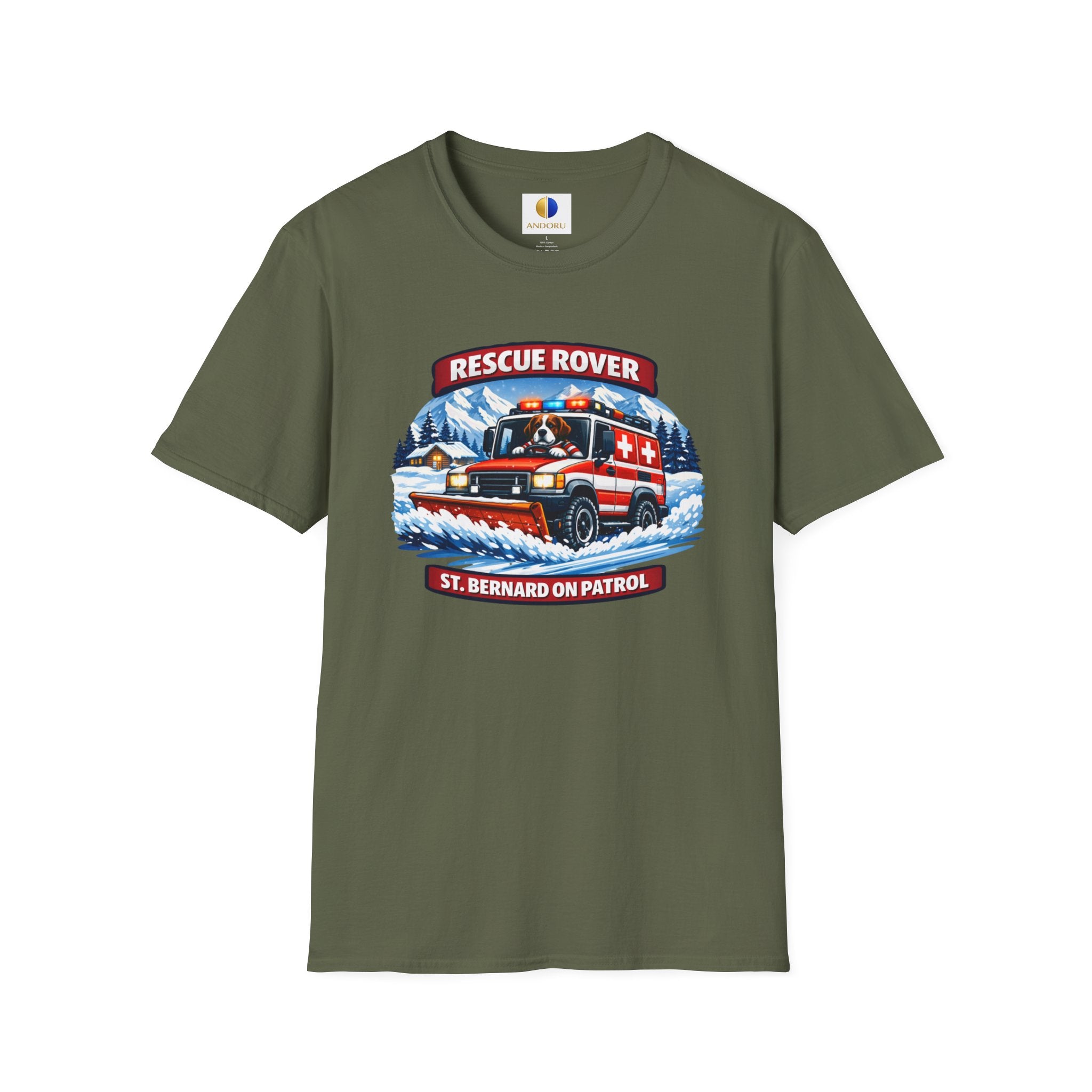 Rescue Rover T-Shirt — St. Bernard Mountain Rescue Truck Design