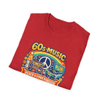 60s Music T-Shirt — Retro Peace & Love Vintage Radio Design