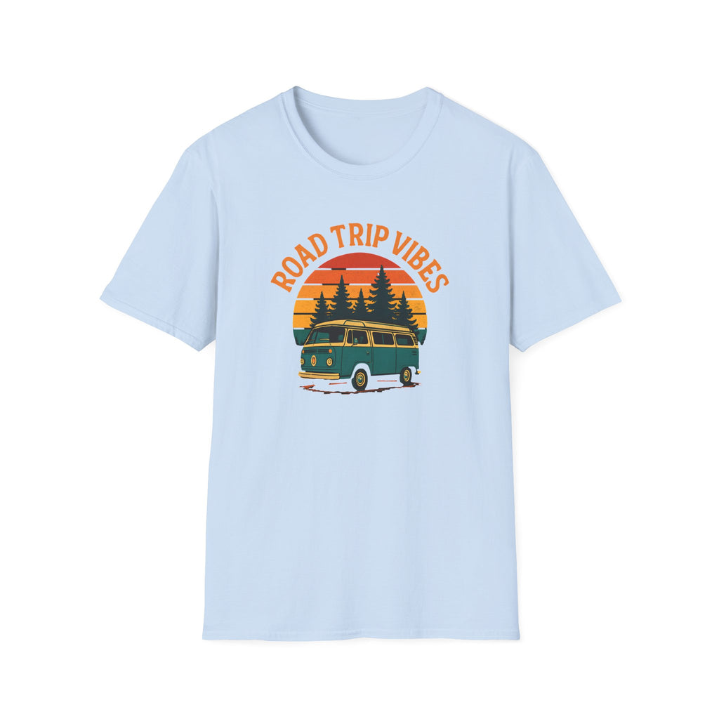 Road Trip Vibes T-Shirt — Retro Van Sunset Graphic