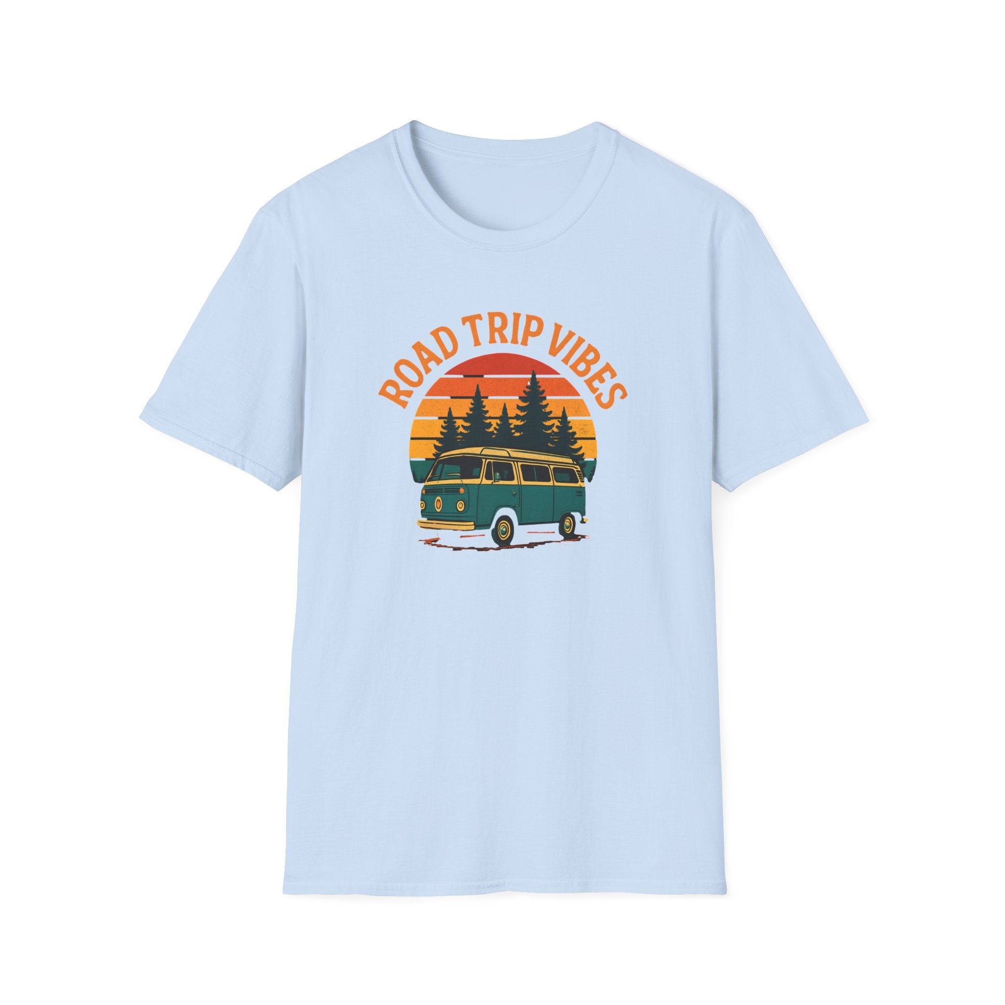 Road Trip Vibes T-Shirt — Retro Van Sunset Graphic