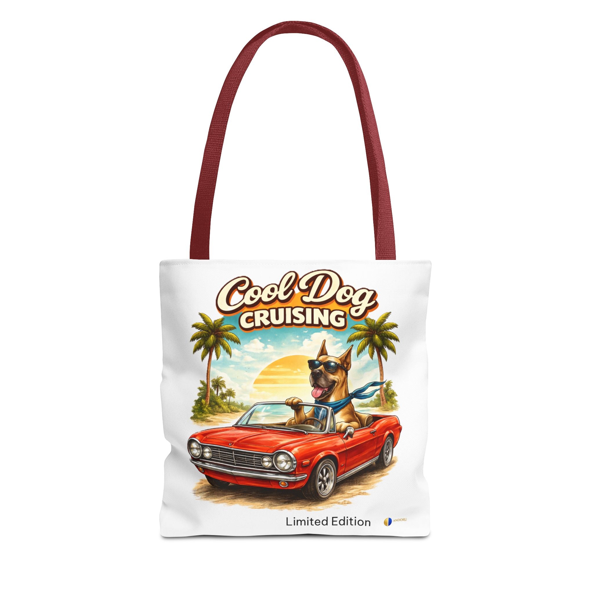 Cool Dog Cruising Tote Bag — Retro Convertible Beach Dog Beach Tote