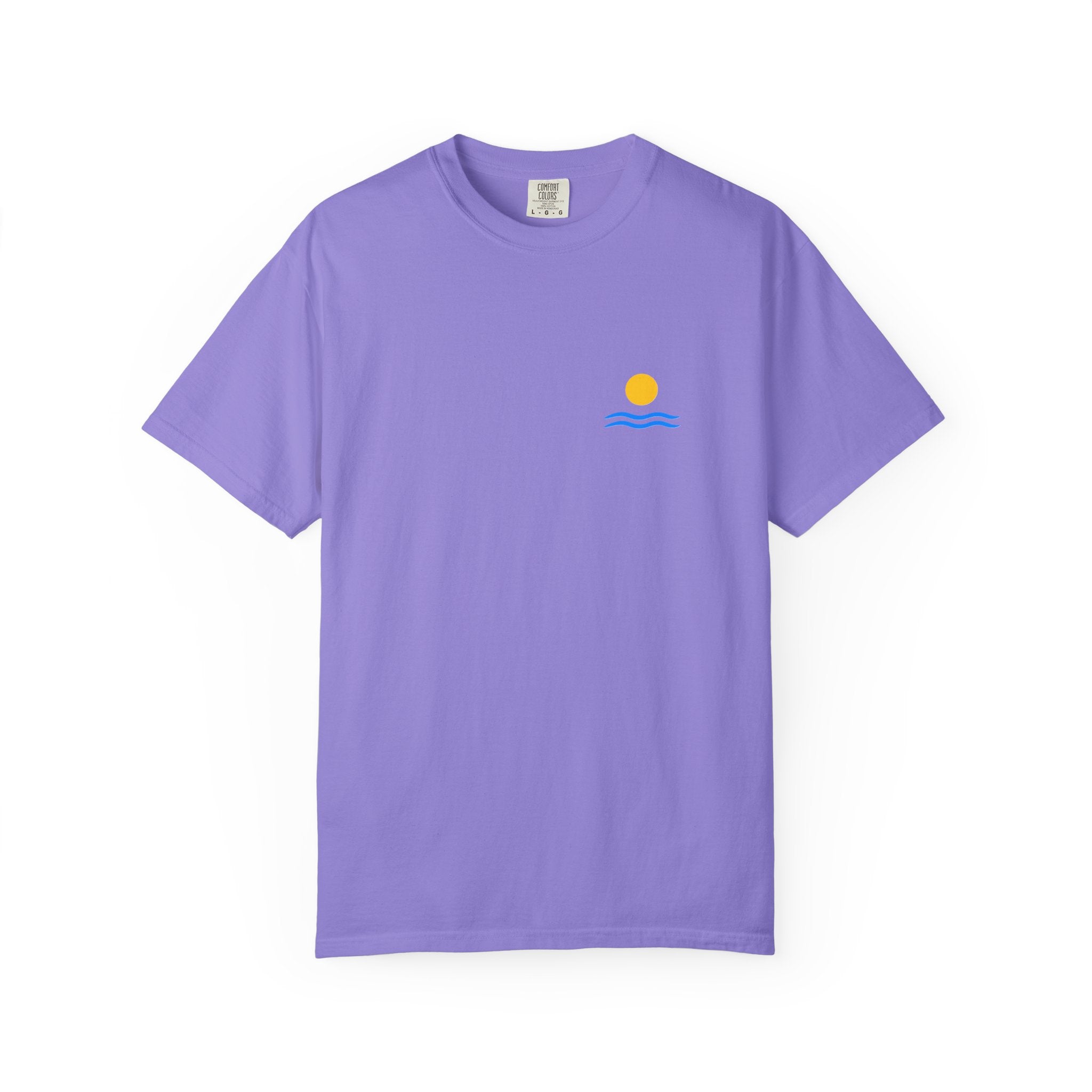 Sunrise Waves T-Shirt — Minimal Beach Pocket Graphic
