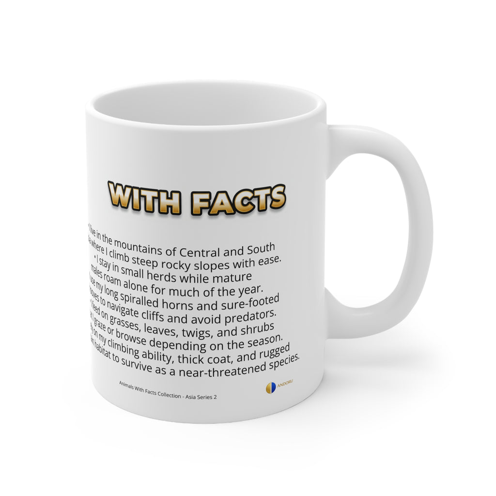 Markhor Coffee Mug – 11oz Ceramic Mug for Animals With Facts Series 2 Gifts