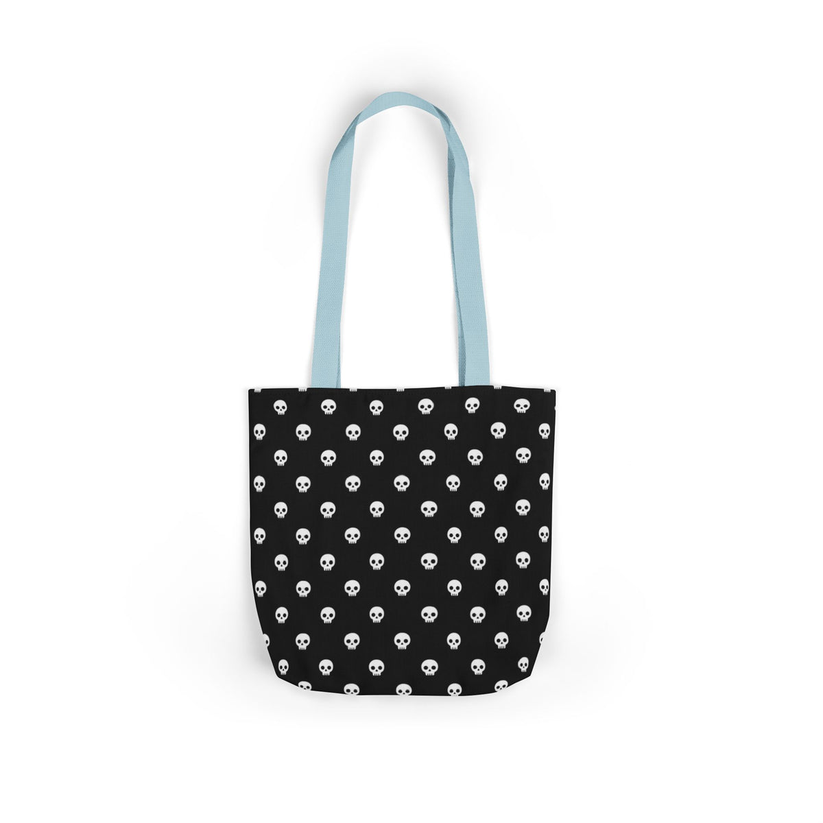 Halloween White Skulls Black Pattern Canvas Tote Bag