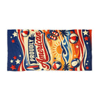 Proudly American Patriotic Beach Towel — 4th of July American Flag Design