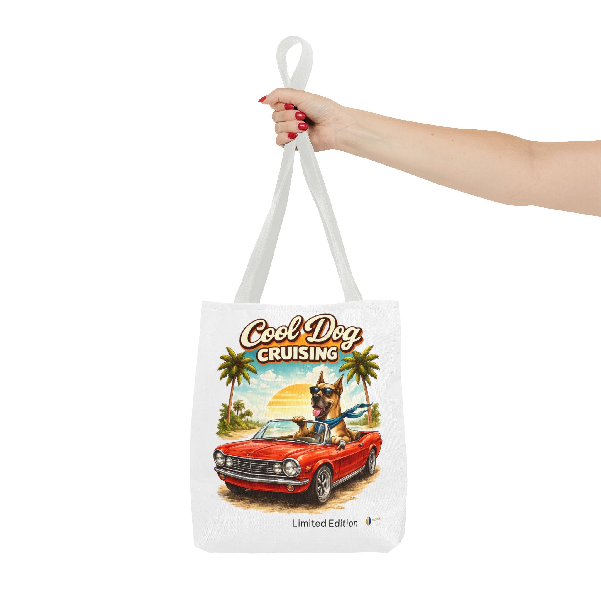 Cool Dog Cruising Tote Bag — Retro Convertible Beach Dog Beach Tote