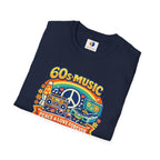 60s Music T-Shirt — Retro Peace & Love Vintage Radio Design