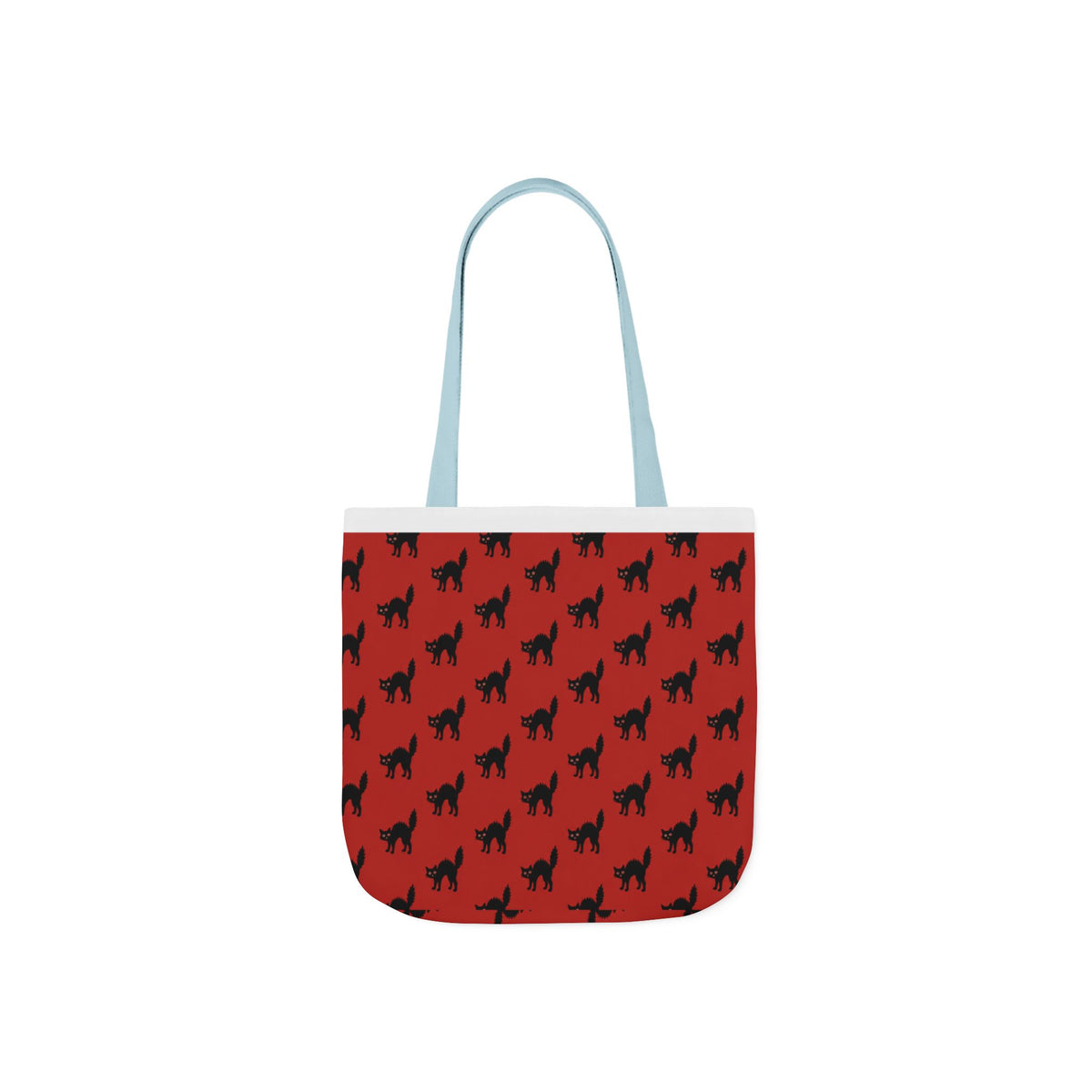 Halloween Spooky Black Cat Red Pattern Canvas Tote Bag