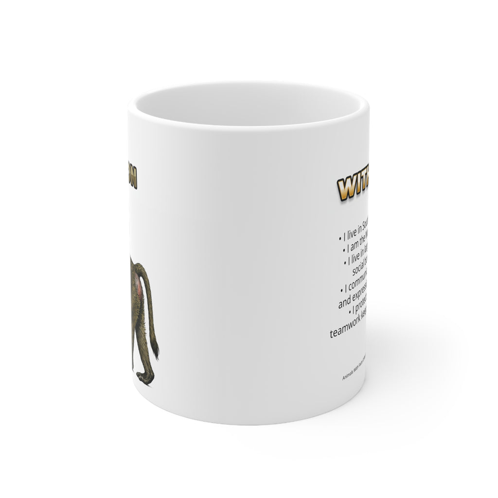 Baboon Coffee Mug – 11oz Ceramic Mug for Animals With Facts Series 1 Gifts