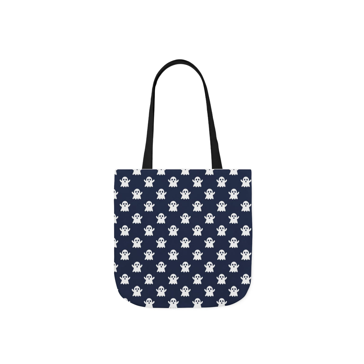 Halloween White Ghost Blue Pattern Canvas Tote Bag