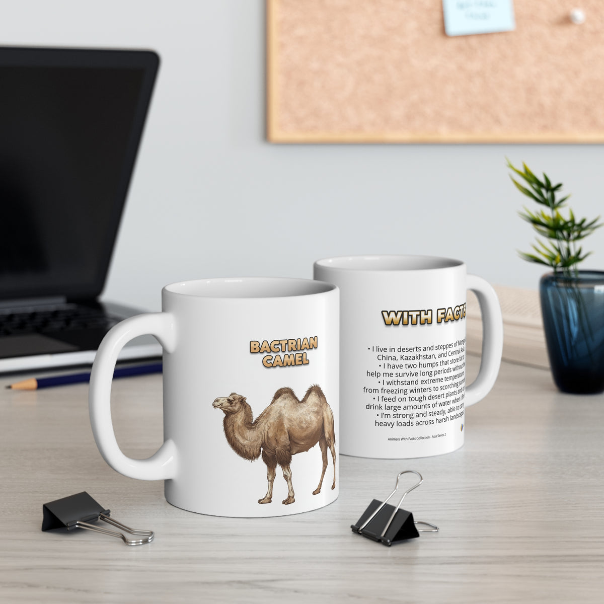 Bactrian Camel Coffee Mug – 11oz Ceramic Mug for Animals With Facts Series 2 Gifts