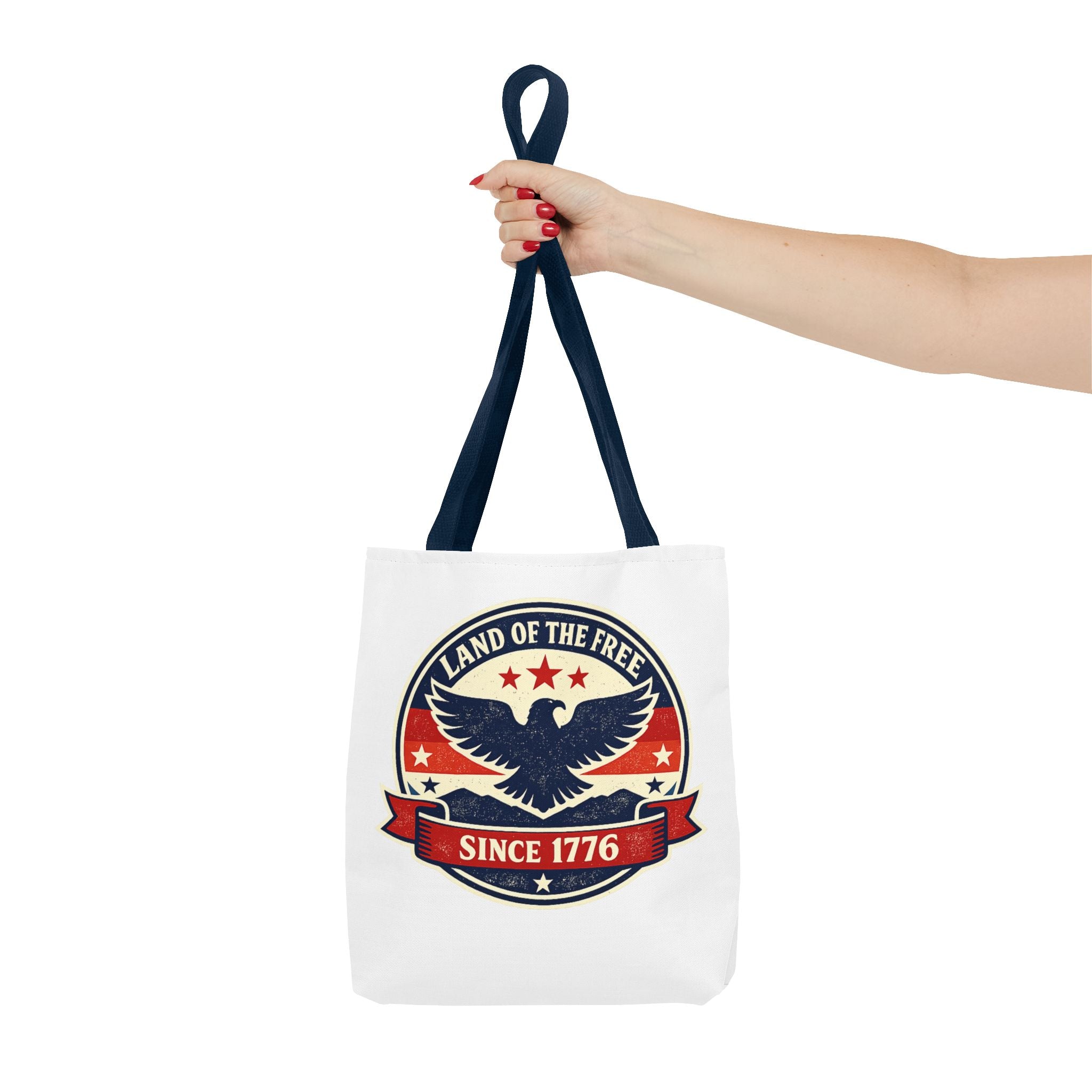 Patriotic Eagle Tote Bag - "Land of the Free Since 1776" Americana Canvas Tote