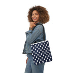 Halloween White Ghost Blue Pattern Canvas Tote Bag