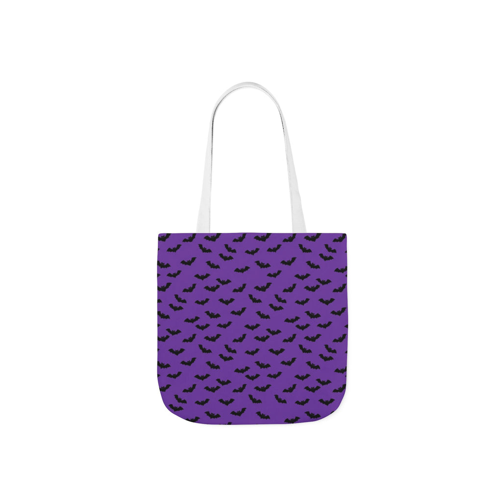 Halloween Purple Black Bat Pattern Canvas Tote Bag