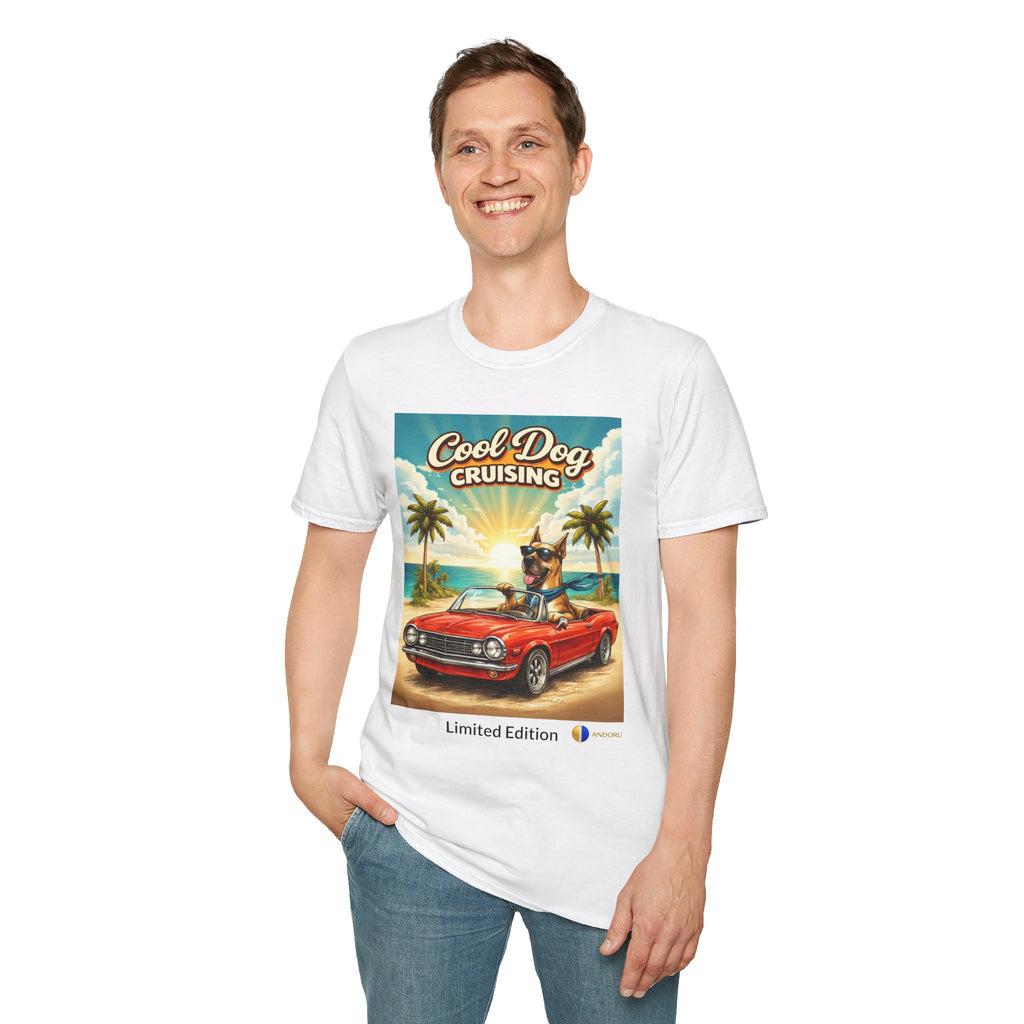Cool Dog Cruising T-Shirt — Vintage Beach Car Graphic Tee