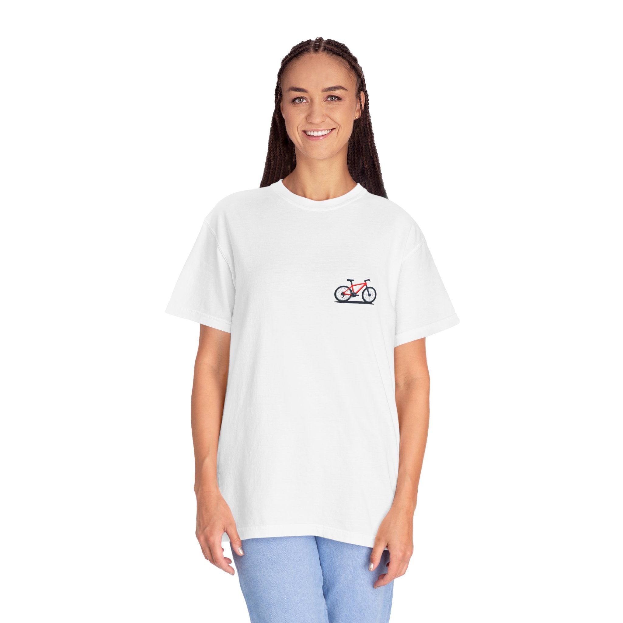 Minimal Pink Bicycle Chest Print T-Shirt — Casual Cycling Graphic Tee