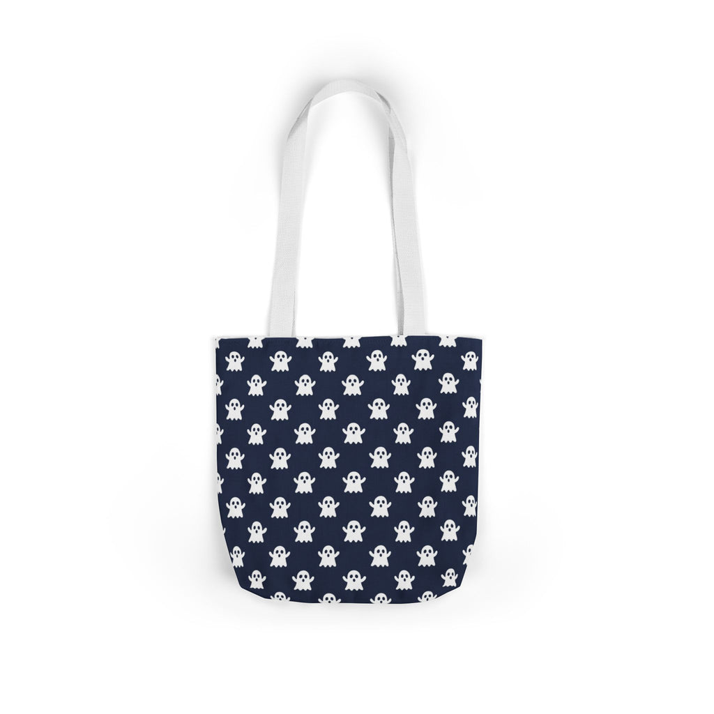 Halloween White Ghost Blue Pattern Canvas Tote Bag