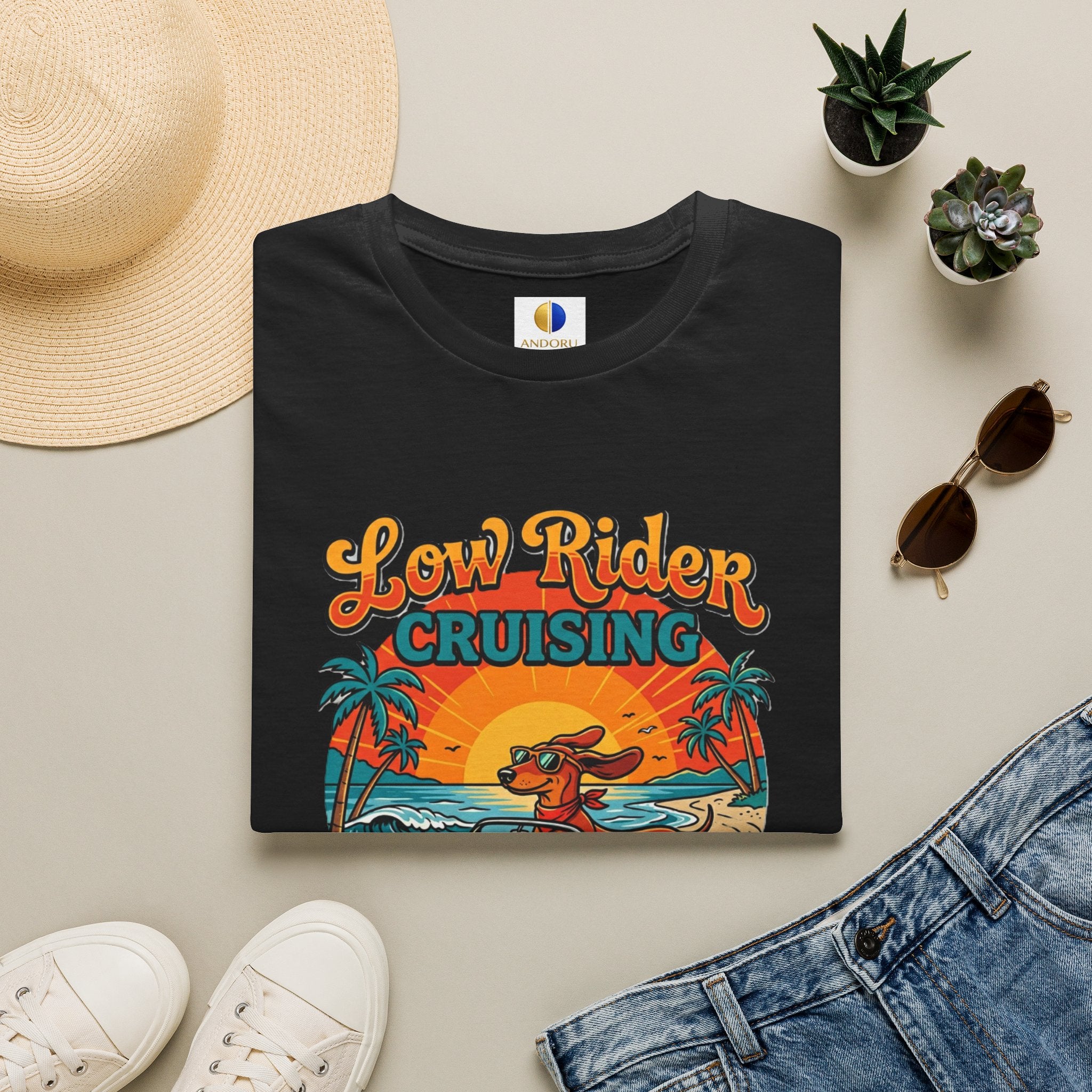 Low Rider Cruising T-Shirt — Retro Beach Car Sunset Tee
