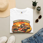 Formula 1 Cruiser T-Shirt — Vintage Racecar Graphic ("Greyhound On Board")