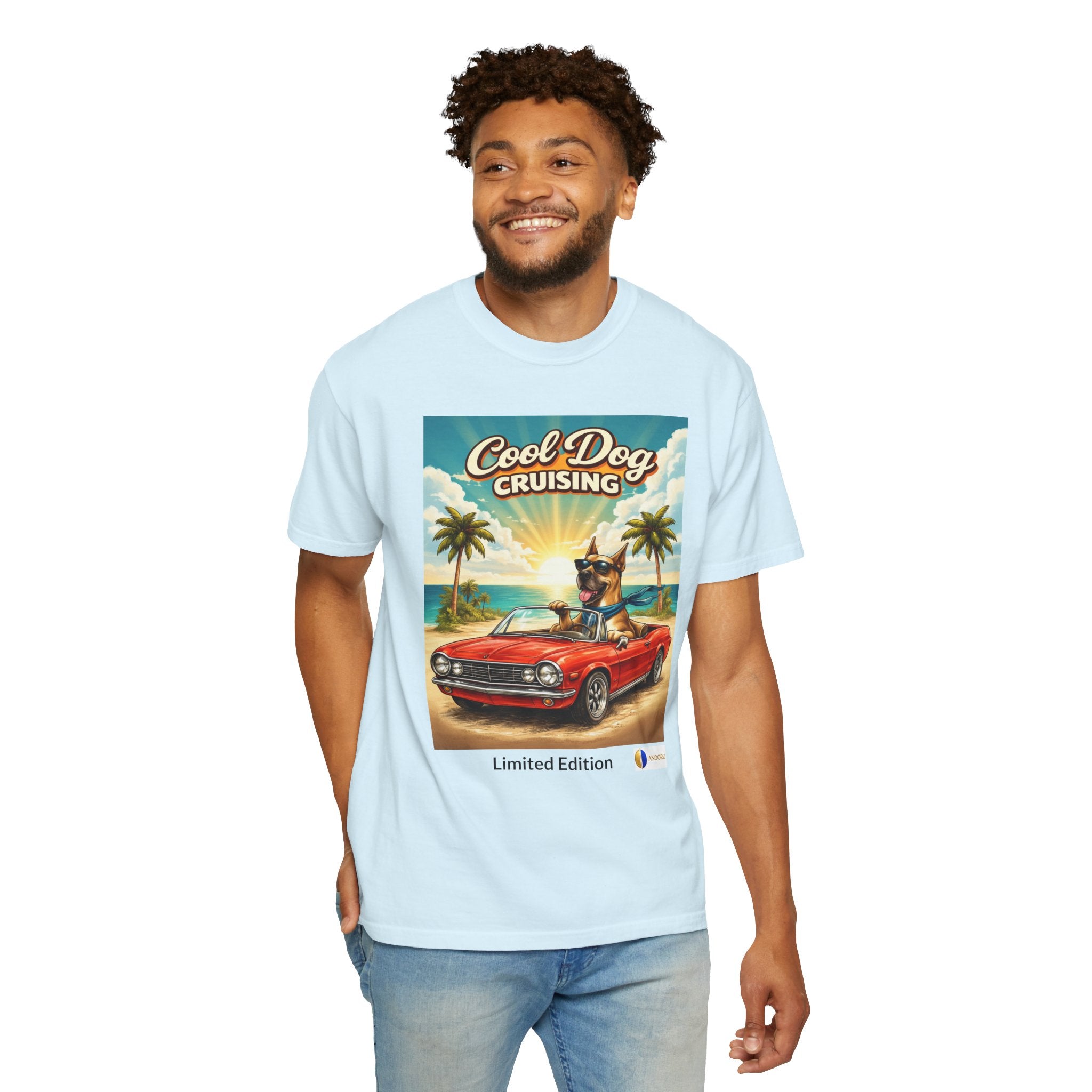 Cool Dog Cruising T-Shirt — Vintage Retro Beach Car Design Limited Edition