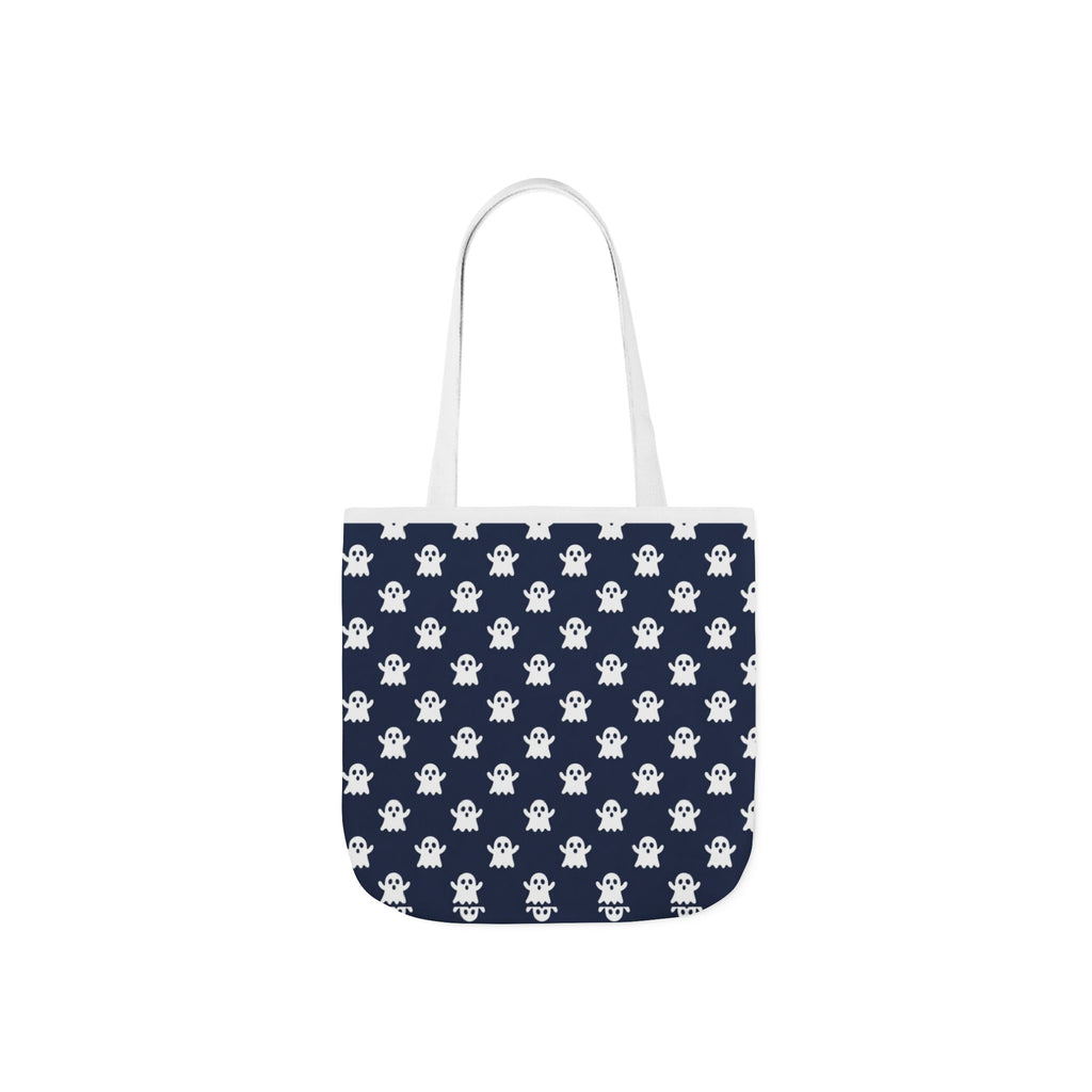 Halloween White Ghost Blue Pattern Canvas Tote Bag