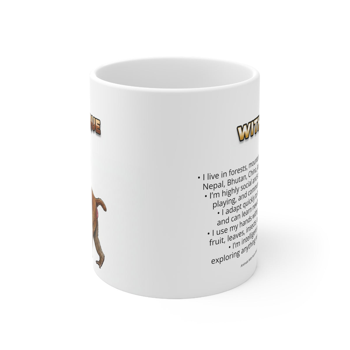 Macaque Coffee Mug – 11oz Ceramic Mug for Animals With Facts Series 2 Gifts
