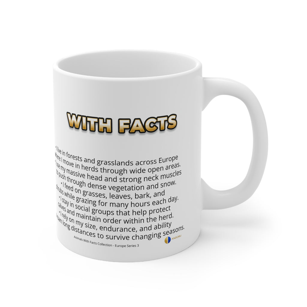 European Bison Coffee Mug – 11oz Ceramic Mug for Animals With Facts Series 3 Gifts
